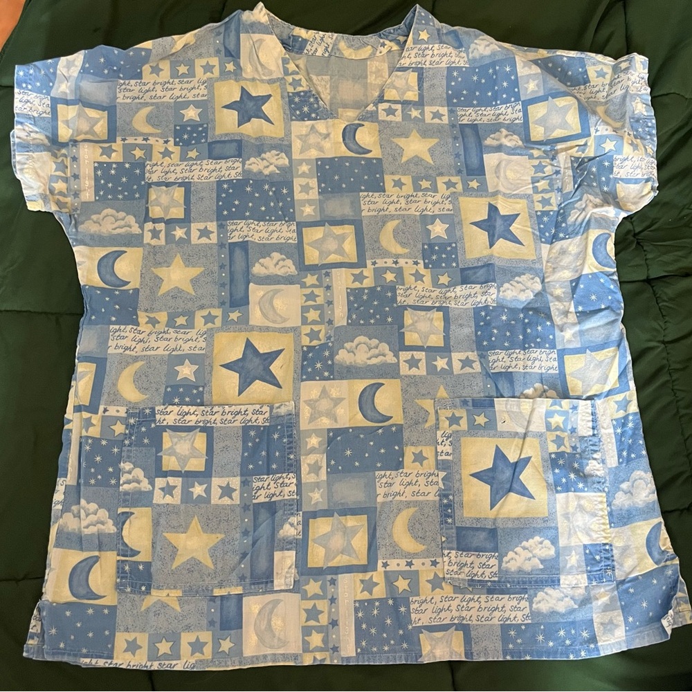 Blue and White Starry Night scrub top